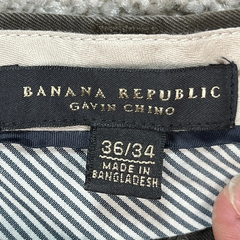 Banana Republic Gavin Pants Men 36x34 Brown Straight Leg Flat Front Chinos Twill